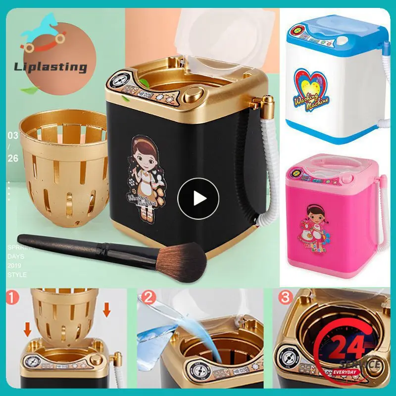 

Mini Electric Washing Machine Dollhouse Furniture Pretend Play Toys Very Efficient Useful For Wash Makeup Brushes Cleaner Tool