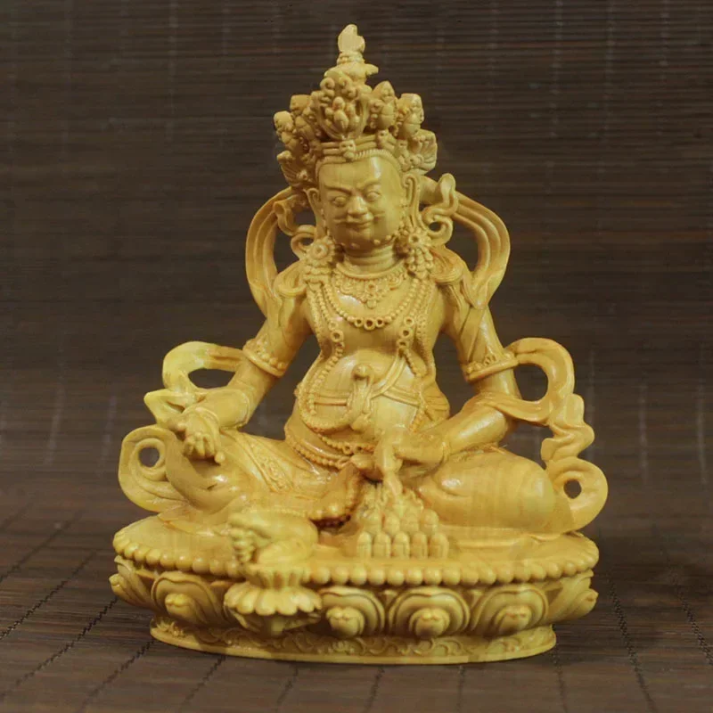 Solid wood carving Nepal Tantra Zambala God of Wealth，Tara Guanyin Statue,Three-dimensional carving Home Feng Shui Decoration