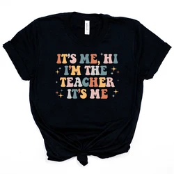 It's Me Hi I'm The Teacher It's Me Shirt Teacher T-Shirt Back To School Teacher Life Tees Vintage Graphic Tee Teacher Gift Tops