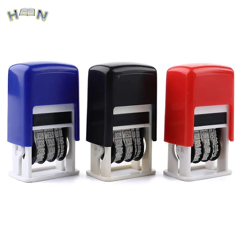 Mini Self-Inking Selos para DIY, Handle Conta Data Stamps, Stamping Mud Set, Material de Escritório, Emboss, Novo