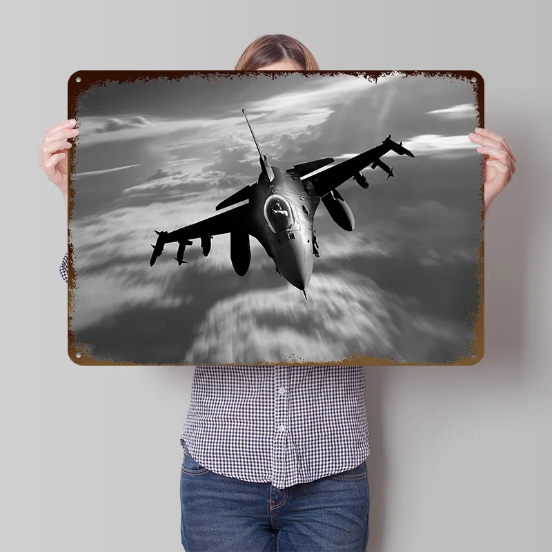USAF F16 Fighting Falcon Poster Customized Vintage Metal Signs Wall Art Retro Tin Plaque for Room Accessories Bedroom Decoration