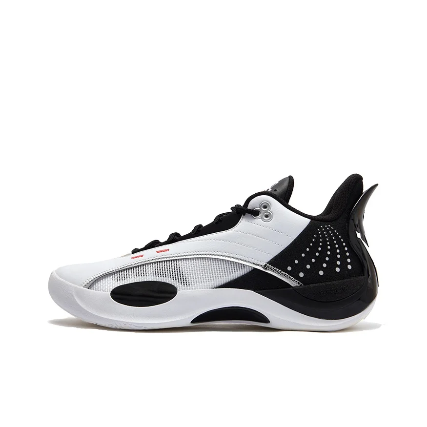361 Cushioning Slip Resistant Abrasion Resistant Low top Basketball Shoes Men's White Black 572511105-1