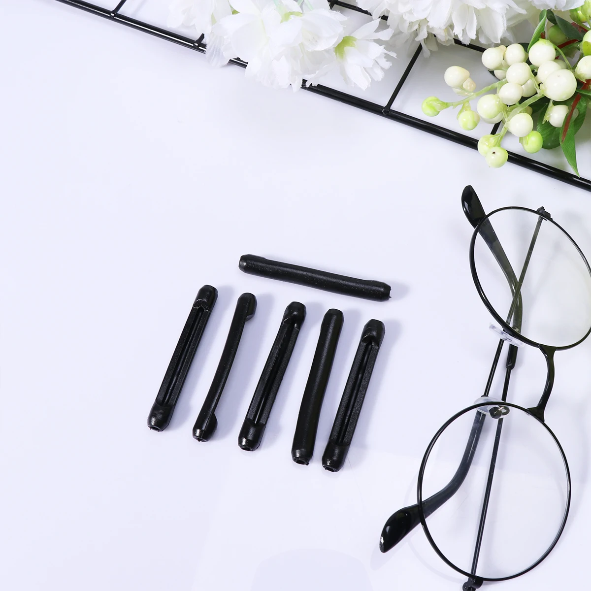 

20 Pcs Eyeglasses Fixing Anti-slip Silicone Sleeve for Spectacle Legs Black Man