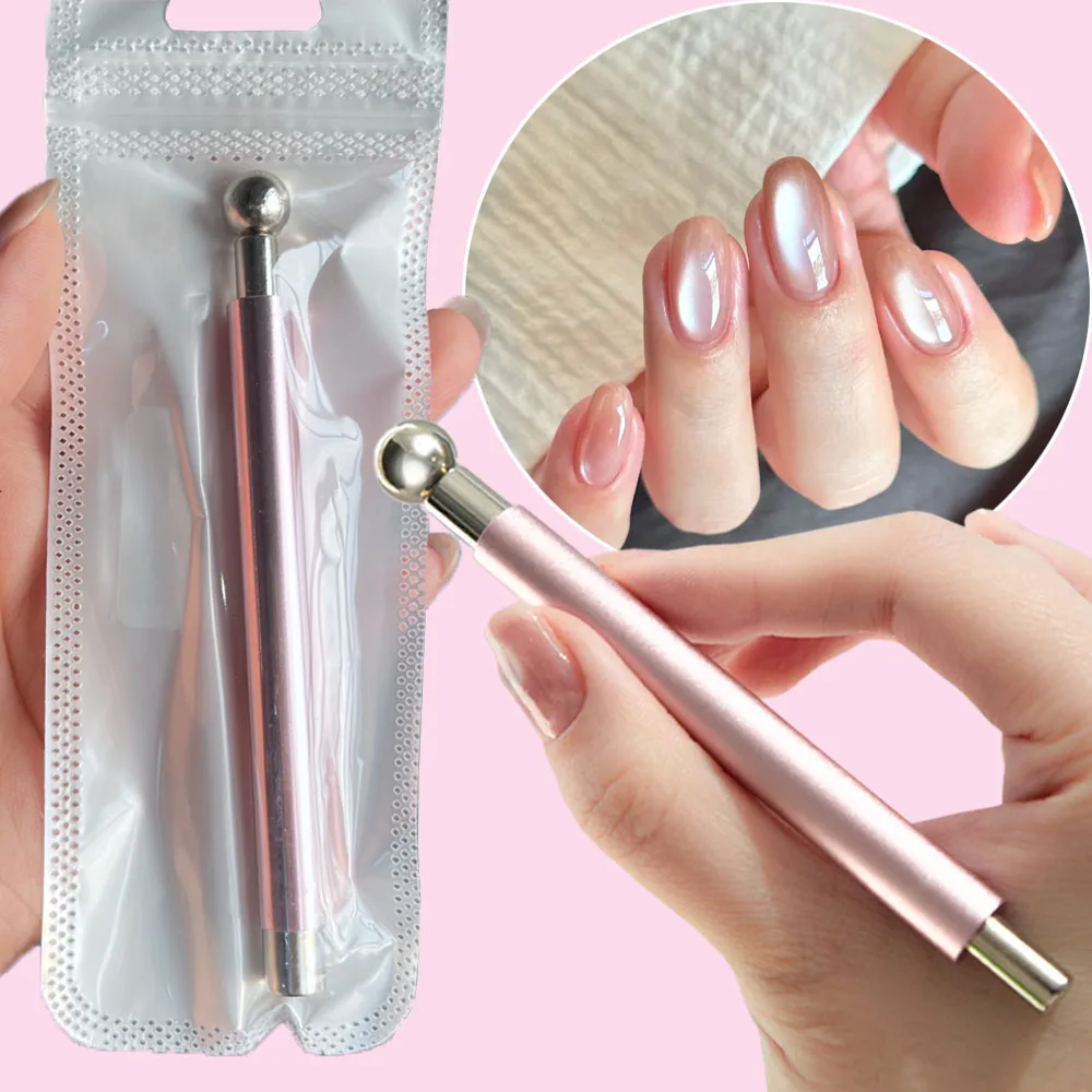 ﻿﻿1pcs Pink Cat's Eye Nail Magnetic Stick For DIY Glass Bead Special,Double-Head Nail Polish Glue Magnet Rod Newly Upgraded Tool