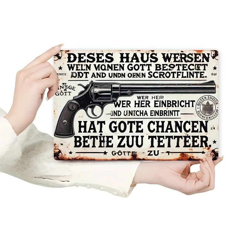 Wall Art - , God and Shotgun Guard Warning Sign - Vintage Metal Tin Sign, Iron Wall Art Decoration, , Indoor/Outdoor Hanging I