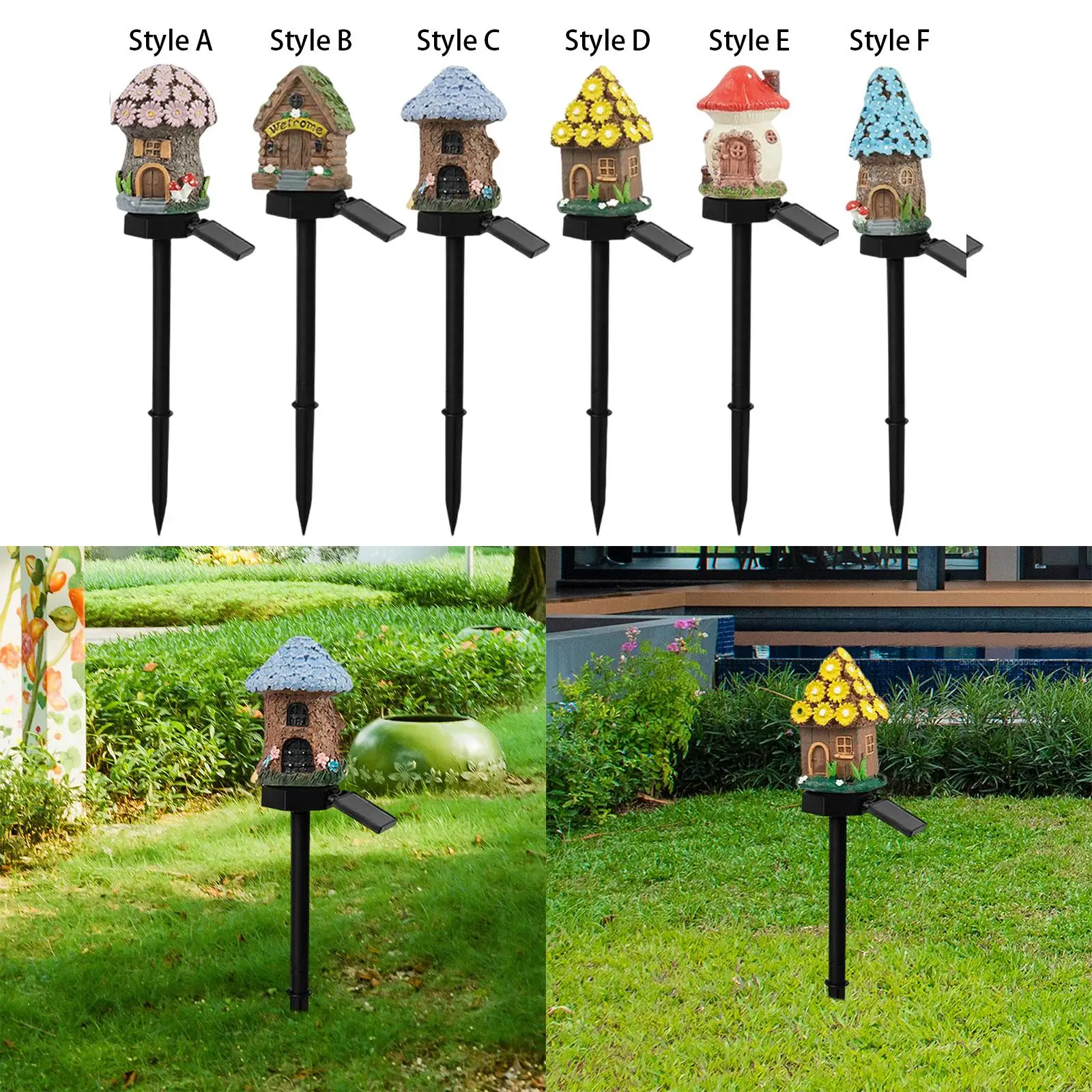 LED Decorative Light Solar Power Garden Stake Light House for Garden Path Patio Decor