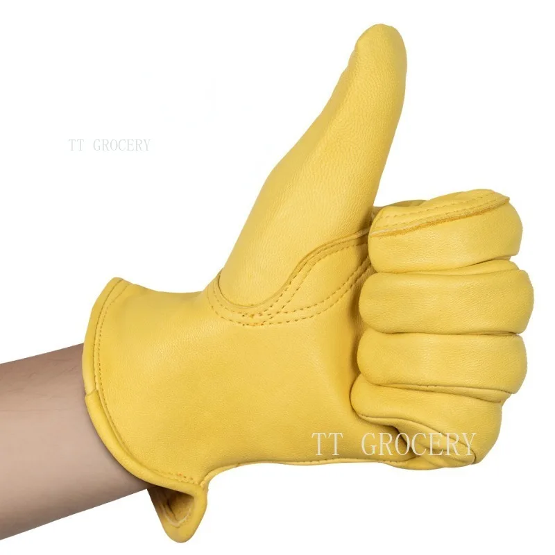 Sheepskin Driving Gloves Men Motorcycle Gardening Safety Protective Fruit Picking Welding Glove Work Gloves Men