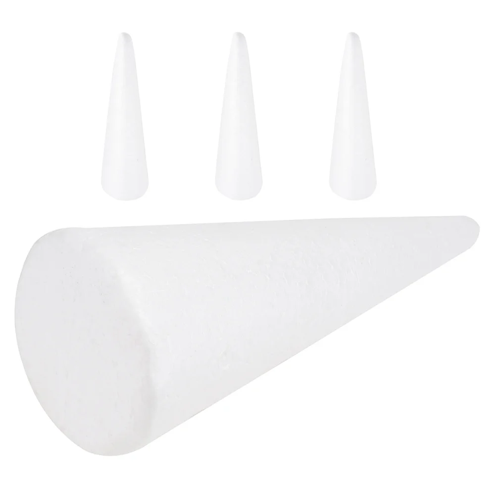 

4 шт., белые конусы из пенопласта, прочные, однотонные, легкие для поделок своими руками, праздничные украшения, рождественские центральные детали стола