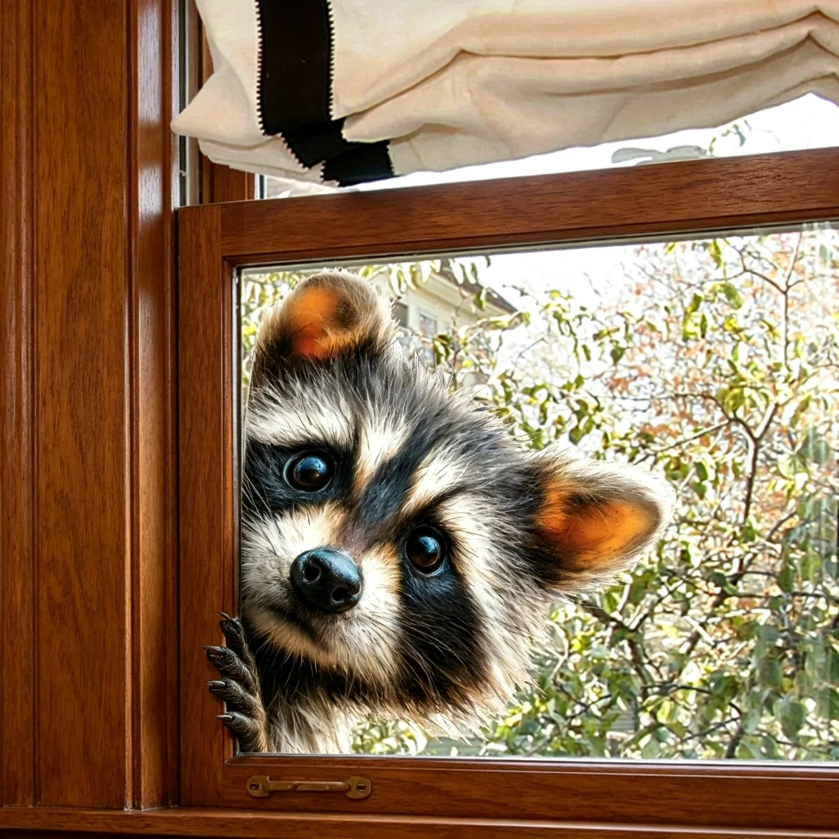 Cute Raccoon Window Cling Sticker Vinyl Decal for Living Room Home Wall Car Laptop Peeking Animal Decor Easy Removable Decals