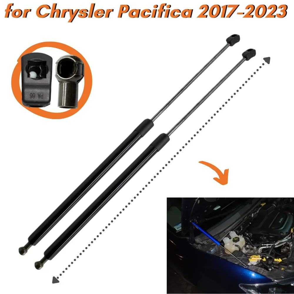 

Кол-во (2) Распорки капота для Chrysler Pacifica 2017-2023, передняя крышка капота, модификация двигателя, газовые пружины, амортизаторы, опоры подъема