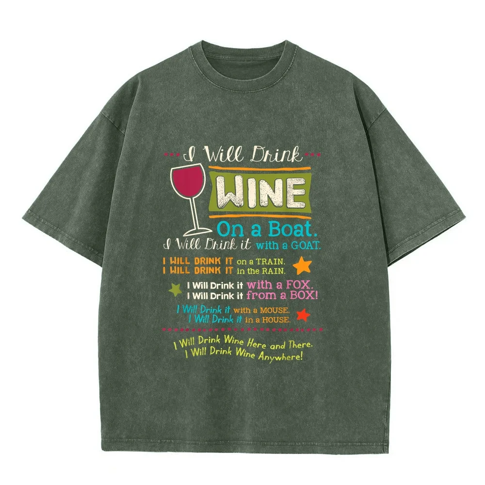 I Will Drink Wine Everywhere Funny Lover T-Shirt Clothes For Man 2000s Y2k Топики Vintage Women Breathable Cotton T Shirt Humor