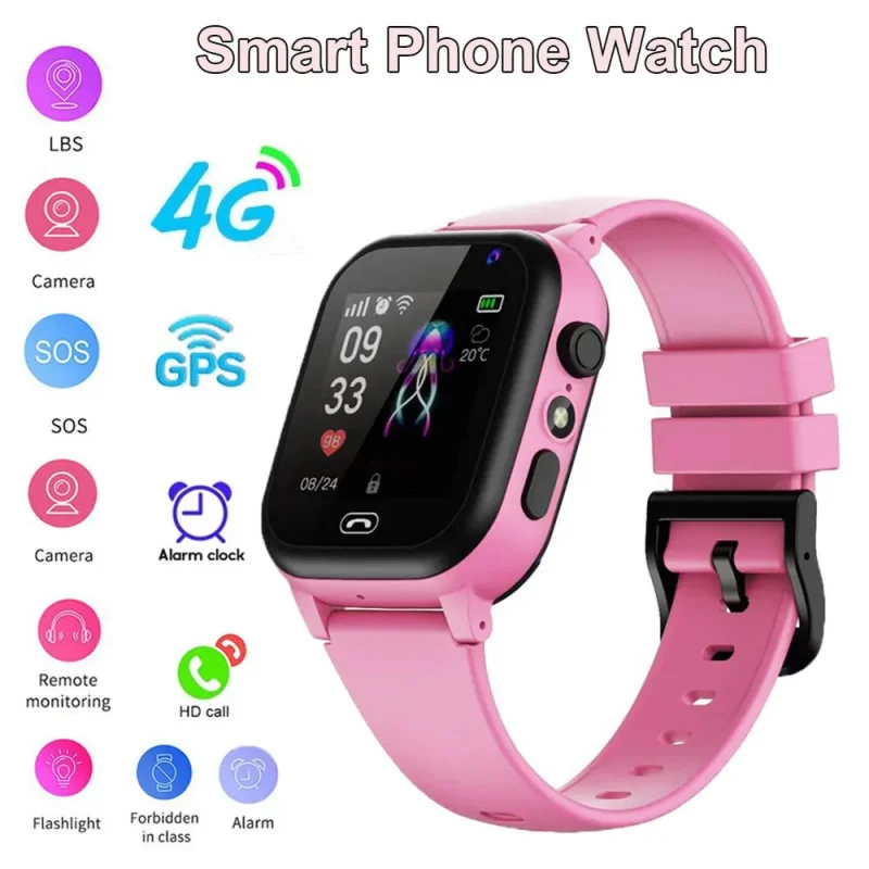 Smart Watch For Kids 4G SOS GPS Location Video Call Sim Card For Children SmartWatch Camera Waterproof Watch For Boys Girls