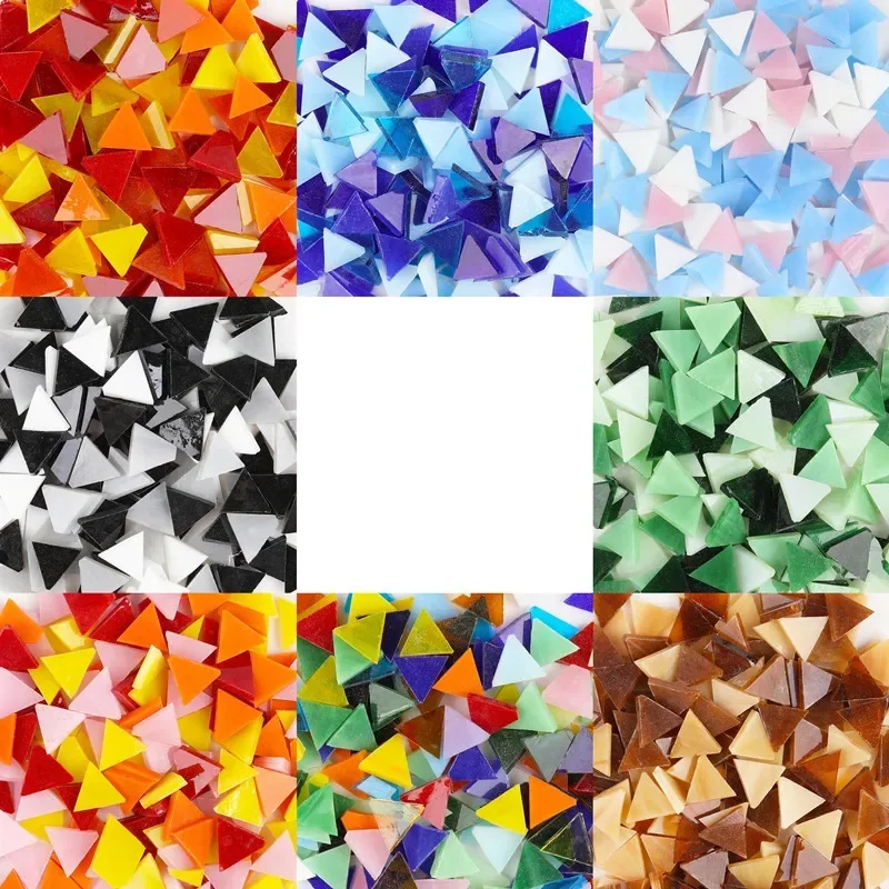 170pcs(100g/3.52oz) Mica Mosaic Tiles Mixed Color Triangle Glass Tile Beautiful Colored DIY Mosaic Crafts Making Materials