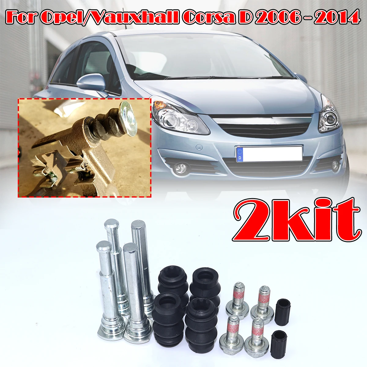 

14pcs FRONT Brake Caliper Slider Guide Pins Bolt For Opel Vauxhall Corsa D 06-2014 Left Right Disc Housing Rubber Bellows Sleeve
