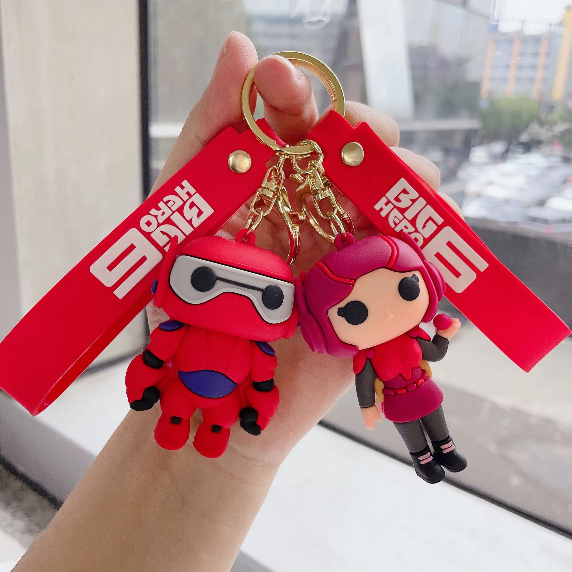 Llavero Big Hero 6 Cool Anime Hiro, Baymax Go Go, miel limón, Fred, bolsa de muñecas Wasab llavero de dibujos animados llavero de coche regalos de navidad