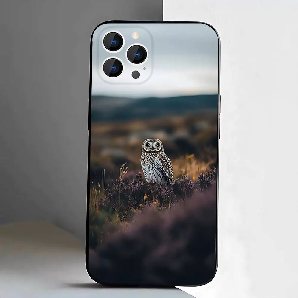 حافظة هاتف لطيفة على شكل بومة للأطفال لهاتف آيفون 17,16,15,14,13,12,11,Pro,Max,Plus,E,Air,غطاء أسود واقٍ صغير