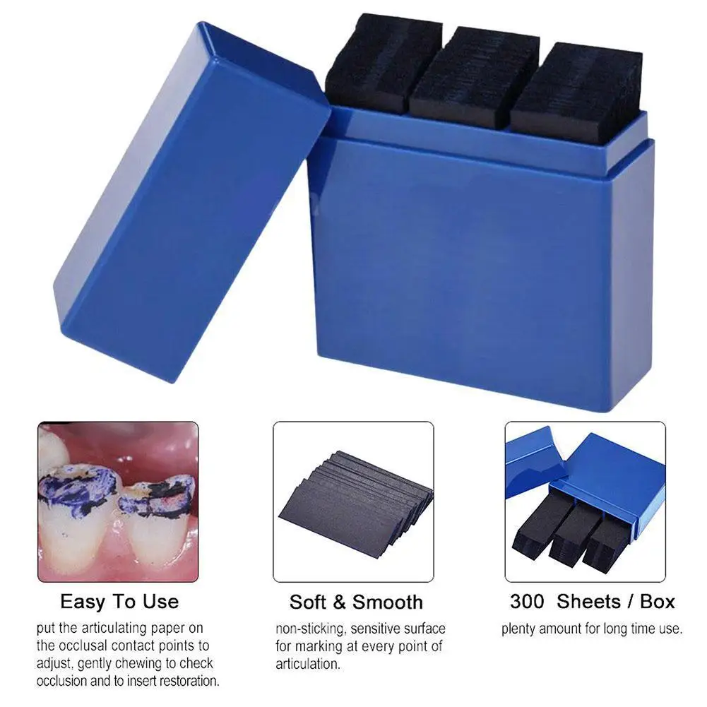Dental Articulating Paper High Sensitivity Teeth Occlusive Strips Dentist Tools Orthodontic Red Blue 15x5x3cm 300Pcs