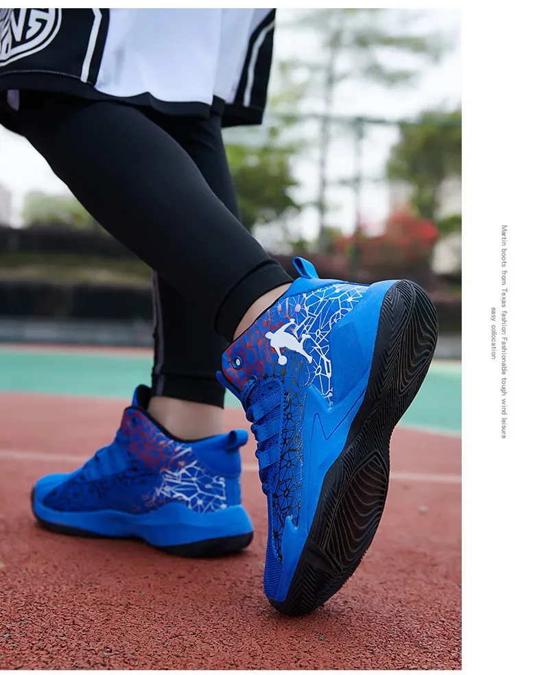 Kinder-Basketballschuhe, rutschfest, atmungsaktiv, Basketball-Trainings-Sneaker, Schnür-Basketballstiefel für Jungen und Mädchen, Sportschuhe – Detail 3