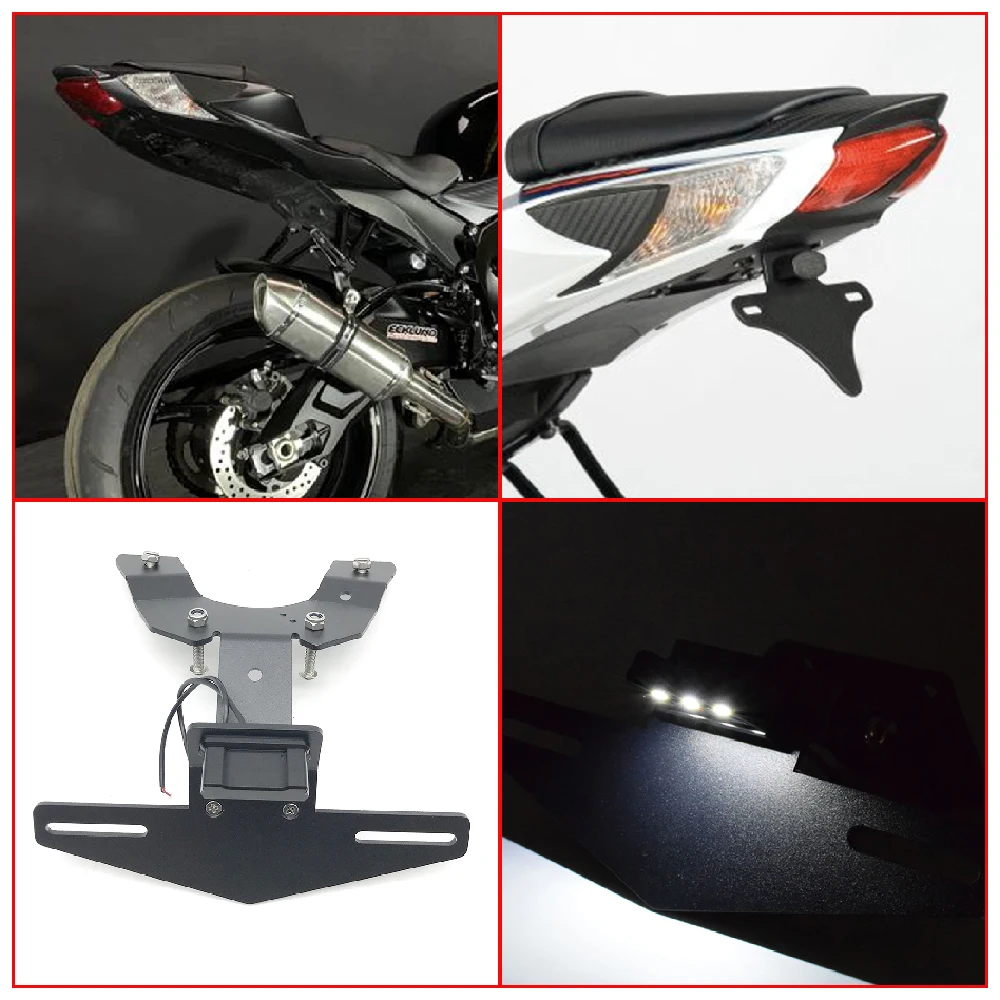 

Fits for Suzuki GSXR 750 GSX-R 600 ABS GSX-R750 GSXR600 2011-2020 Motorcycle License Plate Holder With LED Replacement Bracket