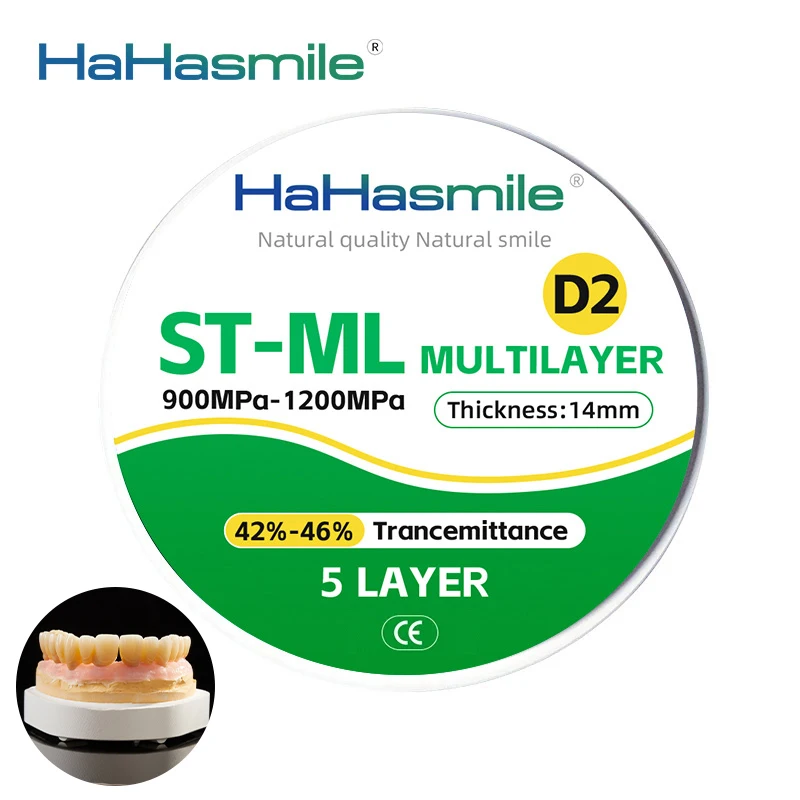 

HaHasmile ST-ML-98-D2 Multilayer Zirconia Block Disc 98mm Laboratorio 5 Layer Dental Lab Restoration Material