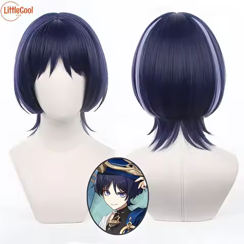 Wanderer Cosplay Wig Game Wanderer Scaramouch Cosplay Heat Resistant Synthetic Hair Short Halloween Party Anime Wigs + Wig Cap