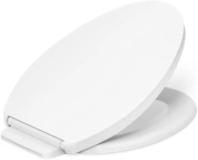 

Quiet Close Elongated Toilet Seat with Grip-Tight Bumpers, Slam Prevention for New Home Essentials