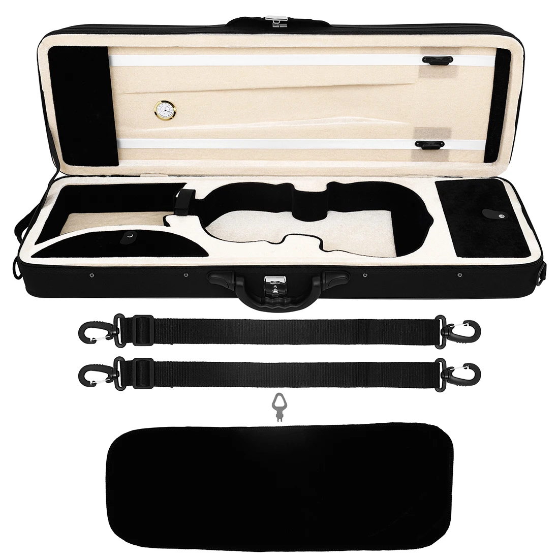 4/4 Size Violin Hard Shell Case Oxford Violin Box with Hygrometer for Storage & Protection Violin String Instrument Violin Parts