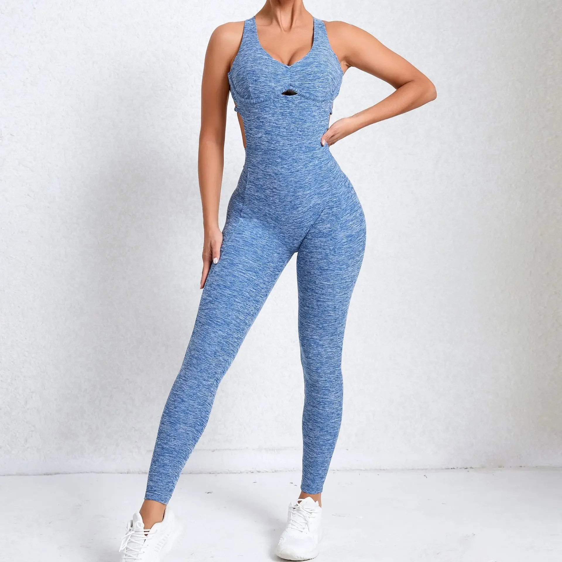 

Sexy Cross Backless Scrunch Sport Jumpsuits Monkeys Women Sportswear One Piece Gym Yoga Workout Clothing Female Fitness Overalls