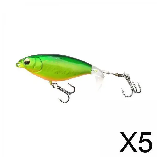 

5xTopwater Fishing Lures Top Water Bass Lure for Pike Bass Freshwater Saltwater Green