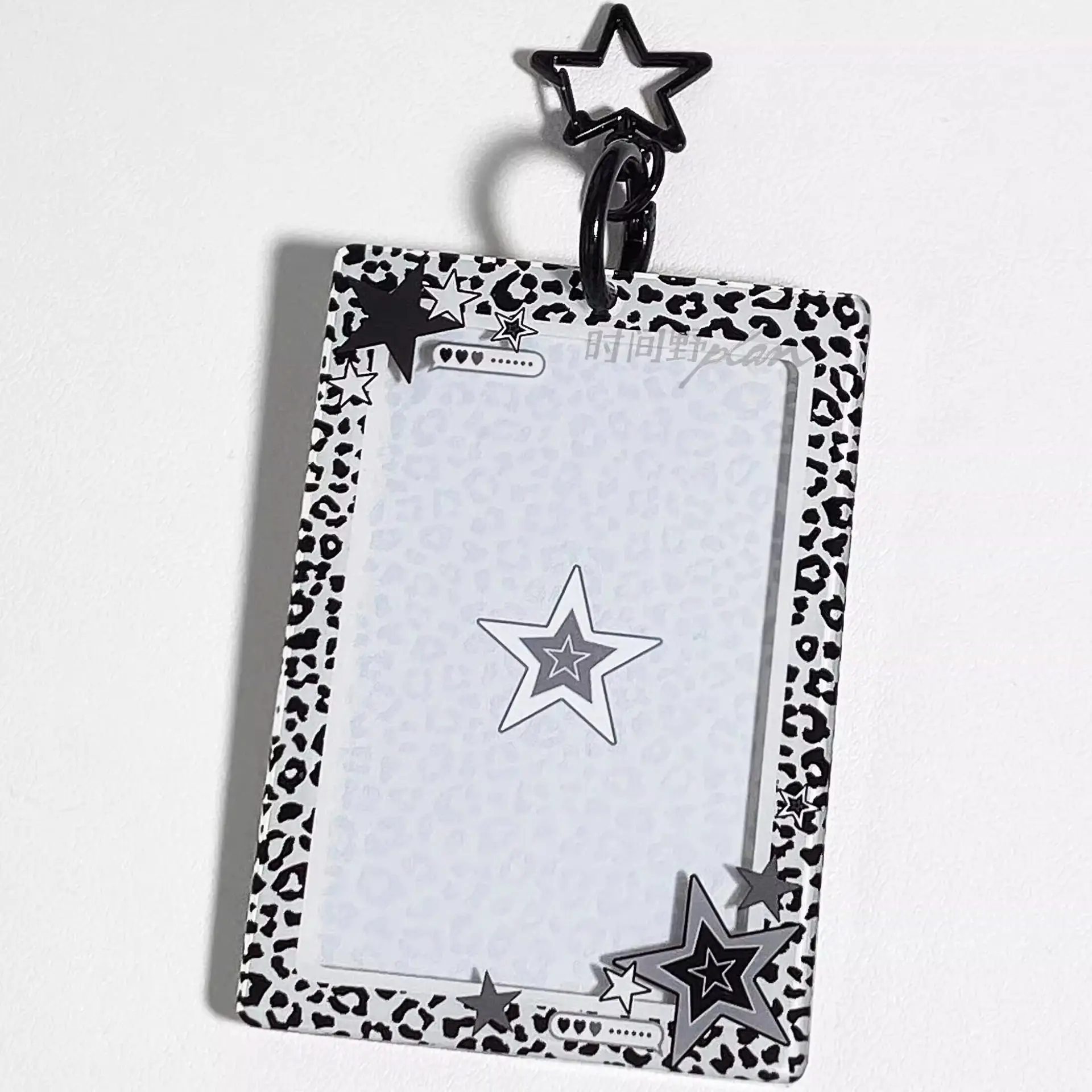 Alternative Style Leopard Print Star Acrylic 3-Inch Photocard Holder, Instant Photo Storage and Display Case for Fans