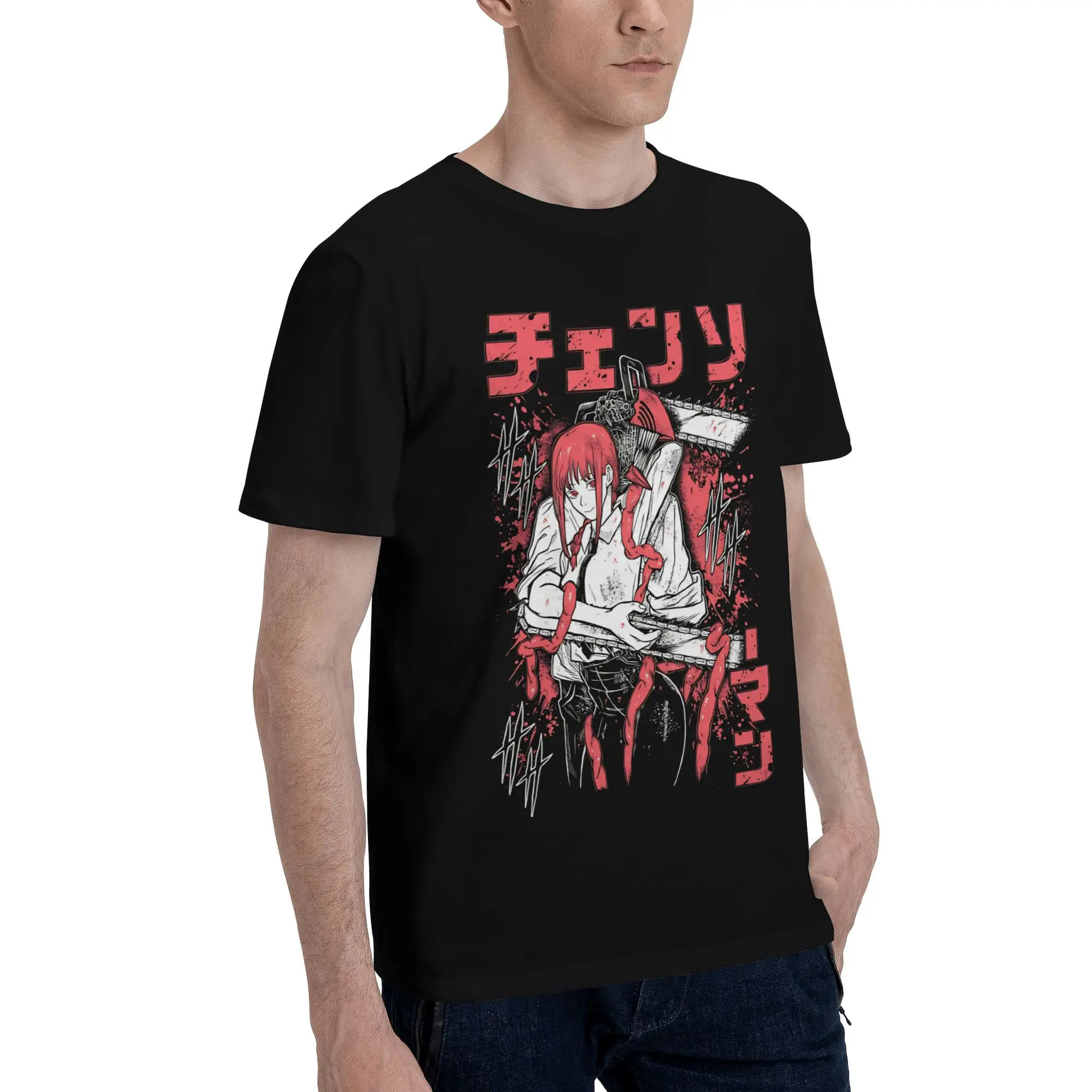 strongest devils rivalry  Funny 100% Cotton T-Shirt Bandai Chainsaw Man Tops Tees For Men