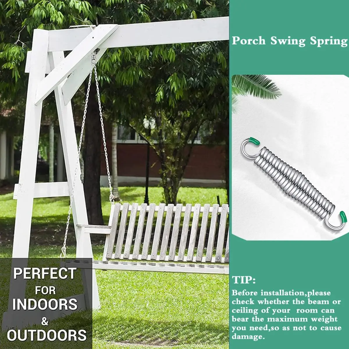 2 Piece Hammock flesh Springs, Premium Porch Swing Springs up to 1200 lbs (approx. 589.7 kg), Heavy due Chrome platters for Suspension Chairs, ceying Mounts, Porch Swings, Boxing Bags