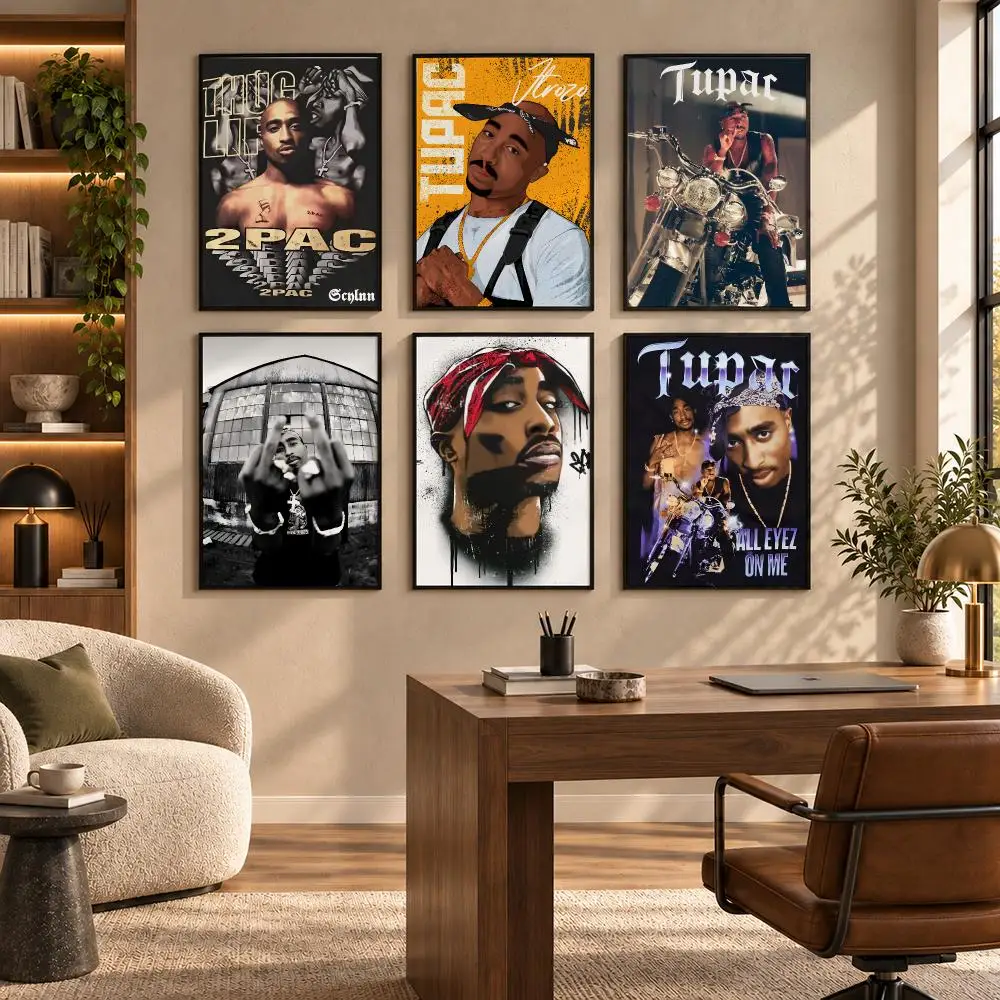 Tupac Shakur Pacs Life Poster Self-adhesive Art Waterproof Paper Sticker Coffee House Bar Room Wall Decor