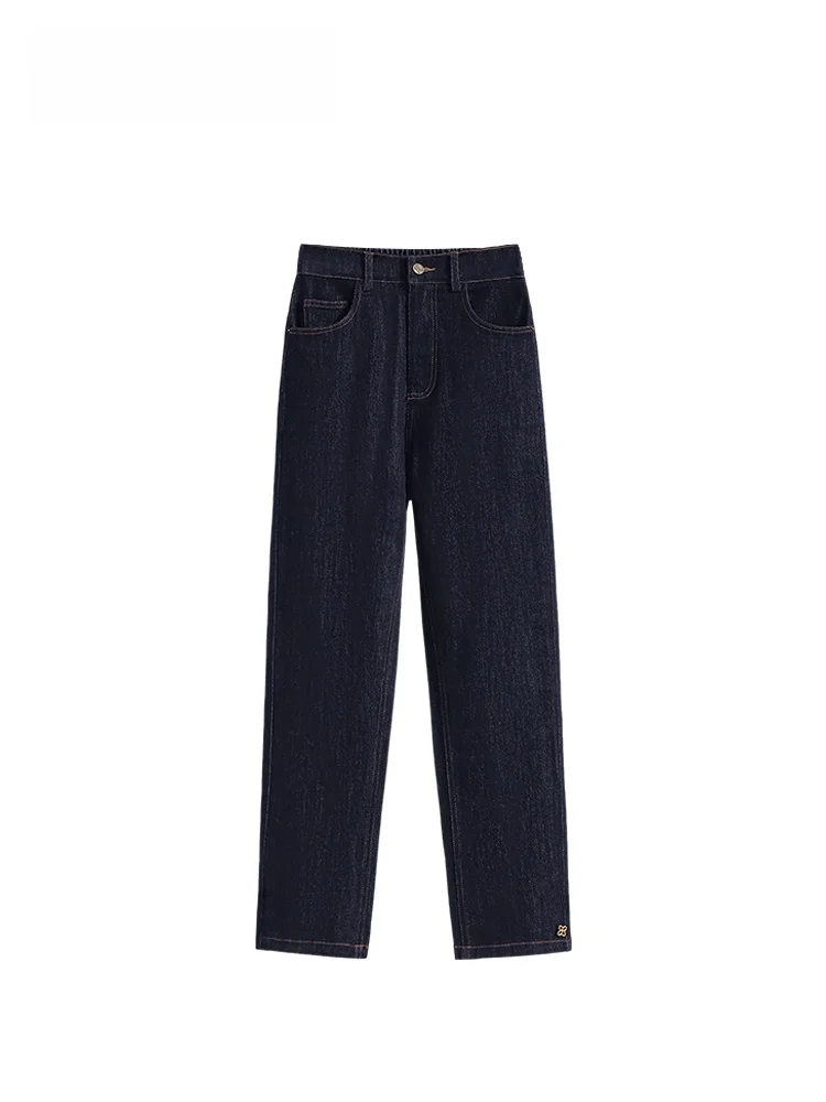 

Джинсы с высокой талией и прямыми штанинами больших размеров для женщин, свободного кроя, летние, новые, для фигуры типа «груша», повседневные, из хлопкового денима