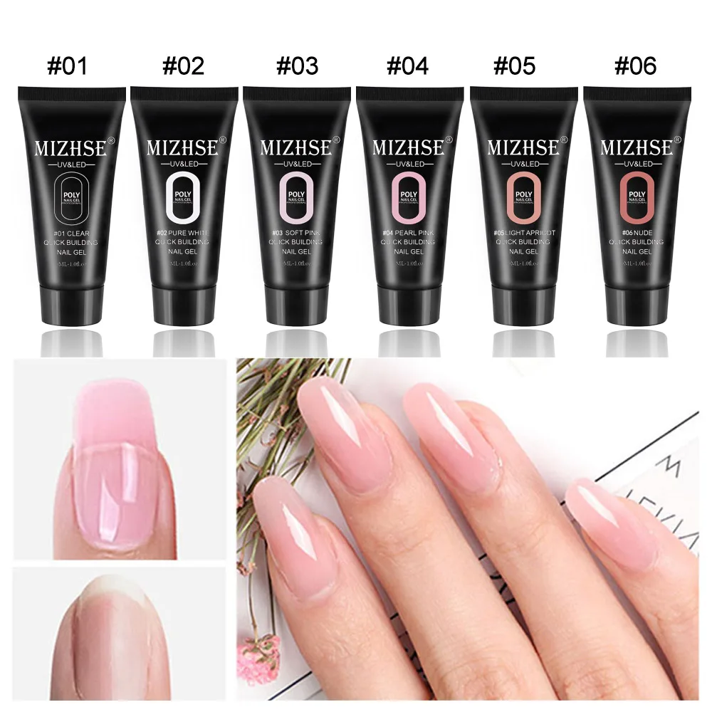 30ML Thermal Poly UV Nail Gel Quick Extension Gel Varnish Clear Pink Jelly poly nail gelCrystal UV LED Building Gel Need Forms