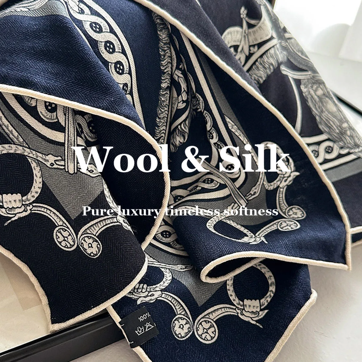 

New 82% Wool 18% Real Silk 62cm Square Scarf Double-sided Scarves Shawl Wrap High Quality Hairband Bandana Neckerchief Bufanda