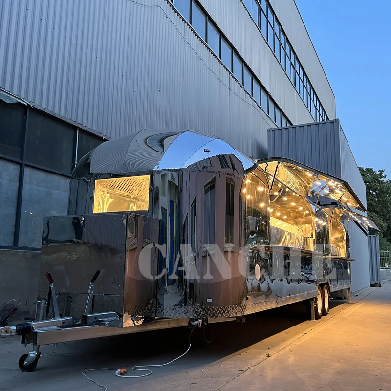 airstream 10meters bar burger food trailer customer feedback food truck for sale USA