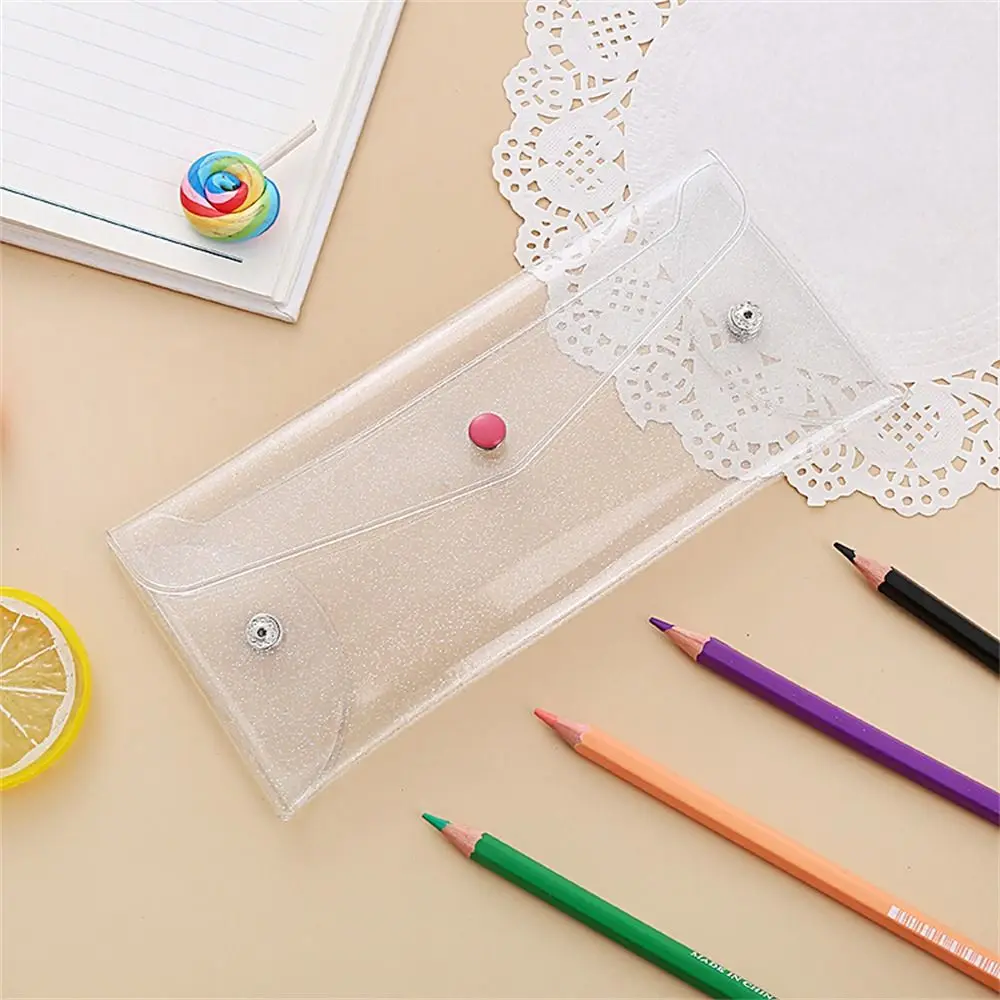 Glitter PVC Pencil Bags Transparent Waterproof Pencil Case Multifunction Pencil Pouch Stationary Organizer Desk Accessoriesback