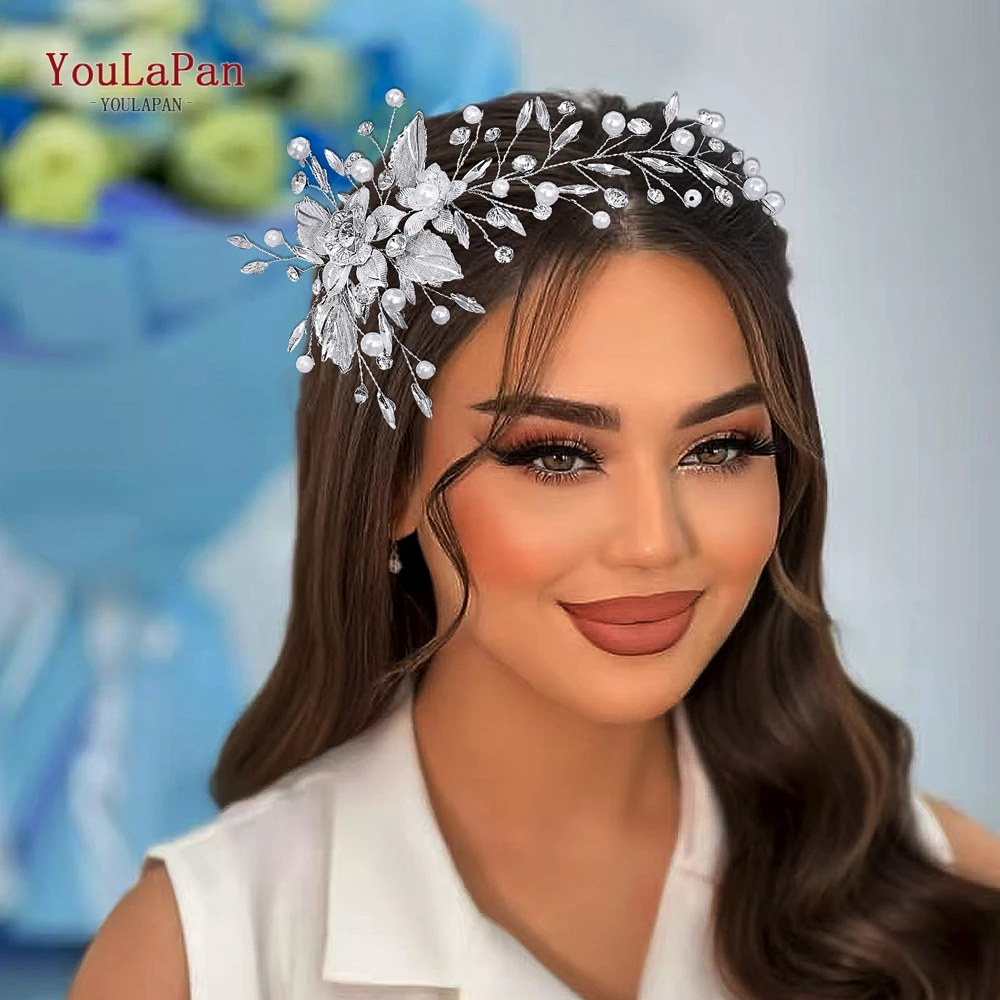 

YouLaPan Alloy Flower Headband Elegant Pearl Rhinestone Bride Headpiece Wedding Bridal Hair Jewelry Woman Party Headwear HP937
