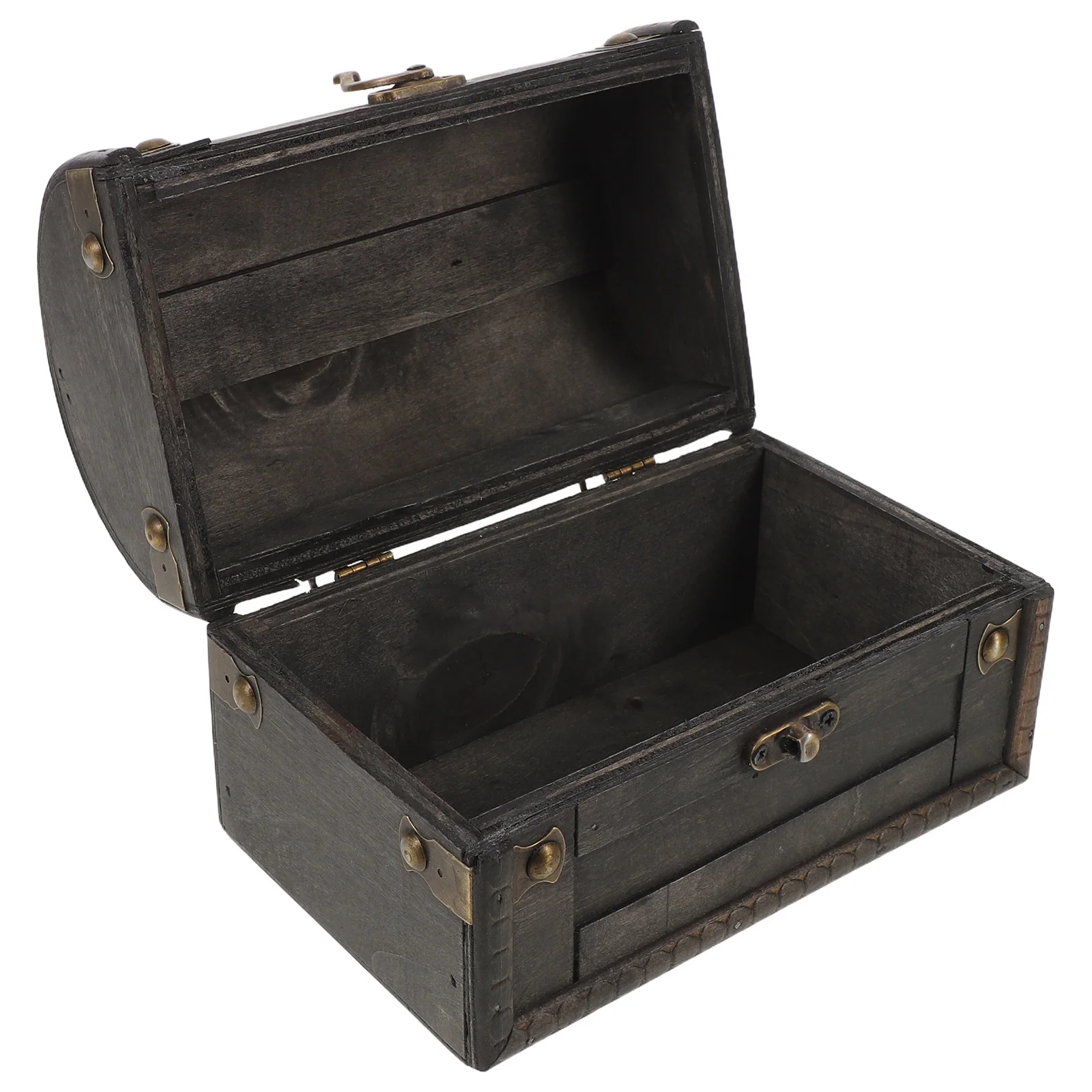 

Vintage Jewelry Box Small Wooden Treasure Chest For Women Retro Ring Container Trinket Storage Organizer Decorative Keepsake