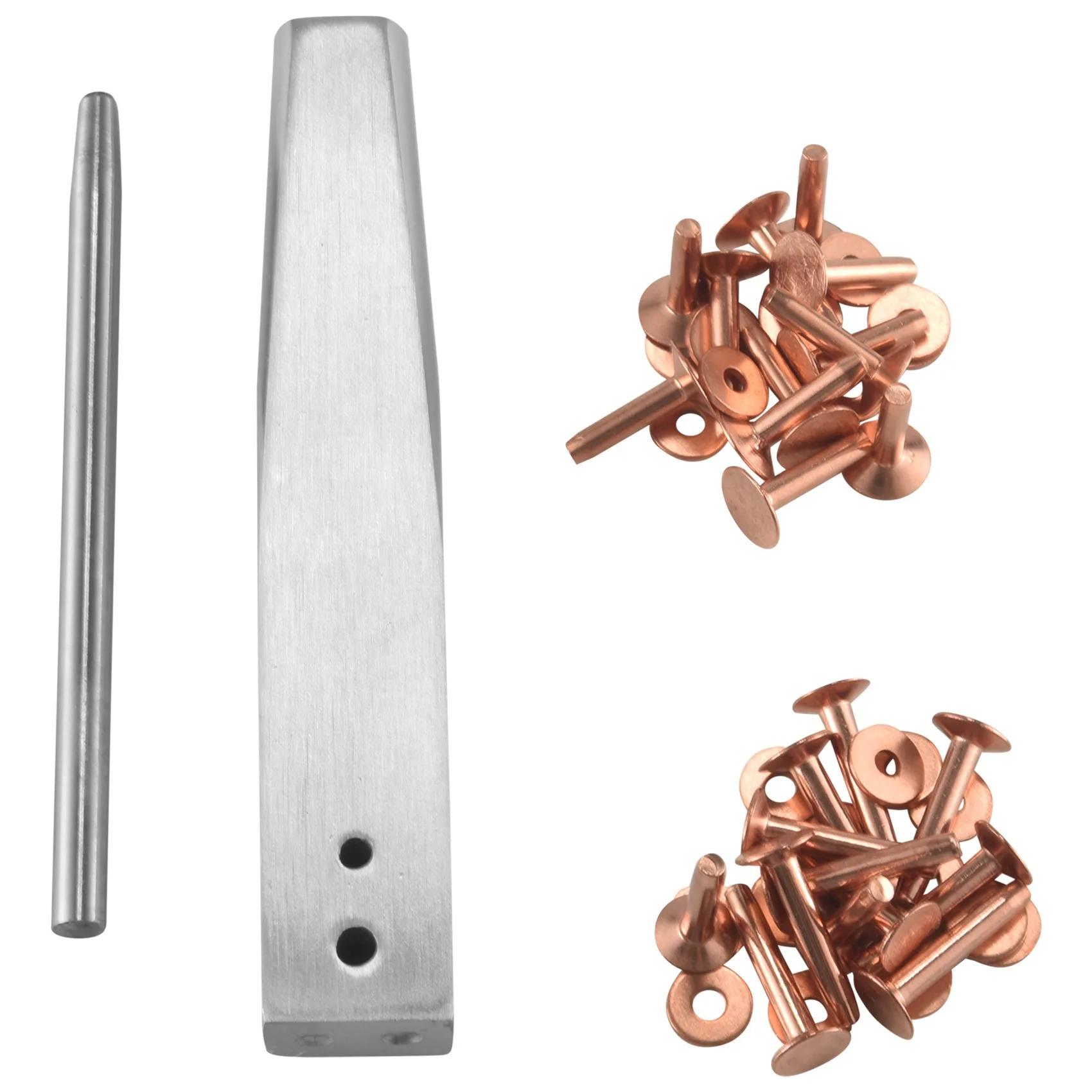 A55TRed Copper Rivet and Burr with Burr Setter Copper Rivet Fastener Install Setting Tool and Hole Punch Cutter