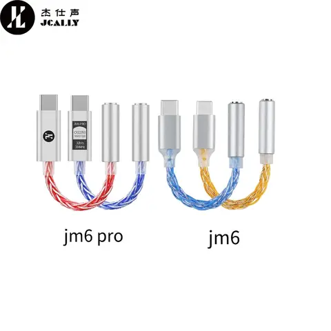 JCALLY JM6 Pro Type-C to 3.5mm Dual DAC CX31993 MAX97220 Digital Audio Headphone Amplifier HiFi DAC Mobile Headphone Adapter