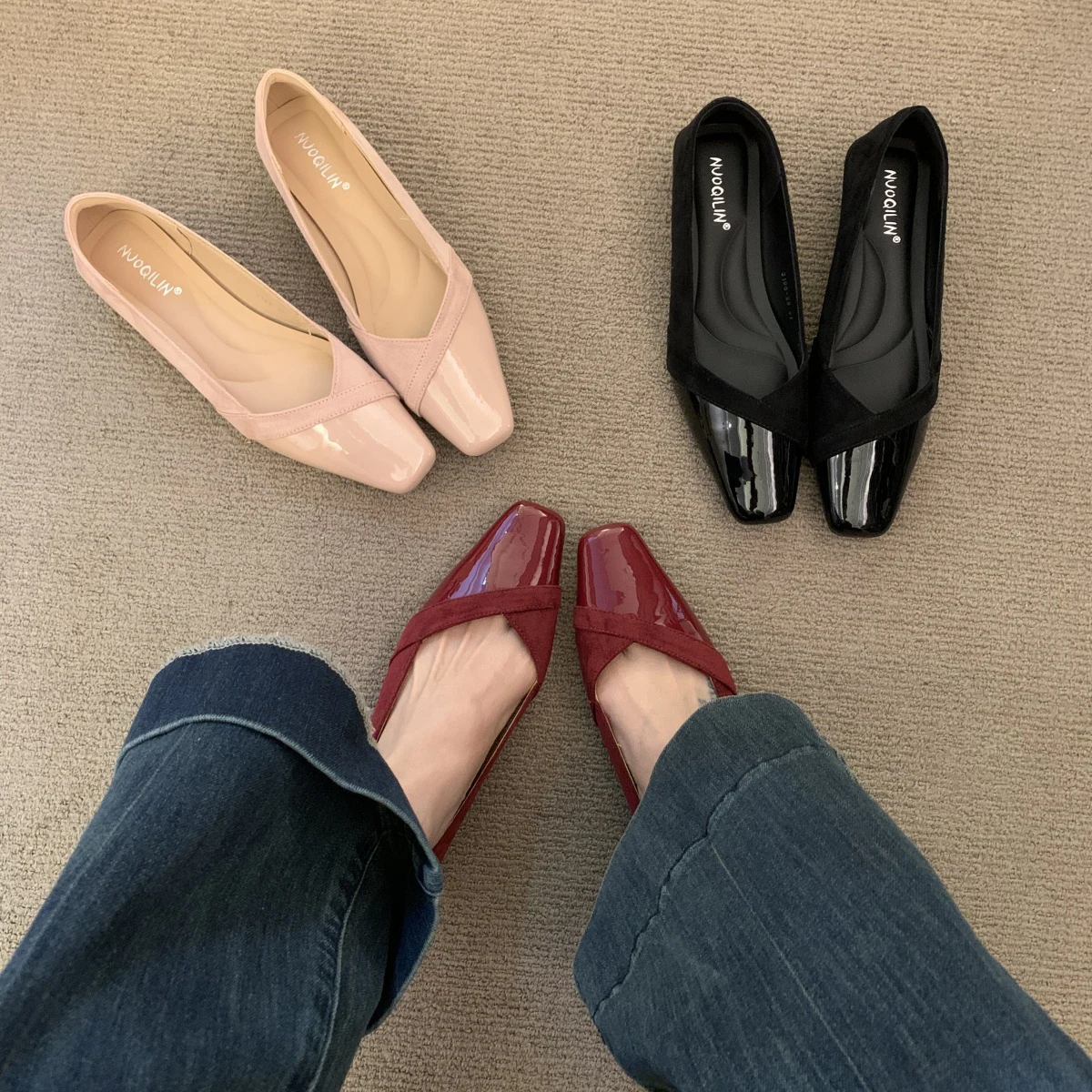 Zapatos planos de Mujer con punta estrecha, nuevos zapatos planos de Ballet a cuadros, Zapatos de Mujer, Zapatos náuticos de Color sólido, Zapatos individuales para Mujer