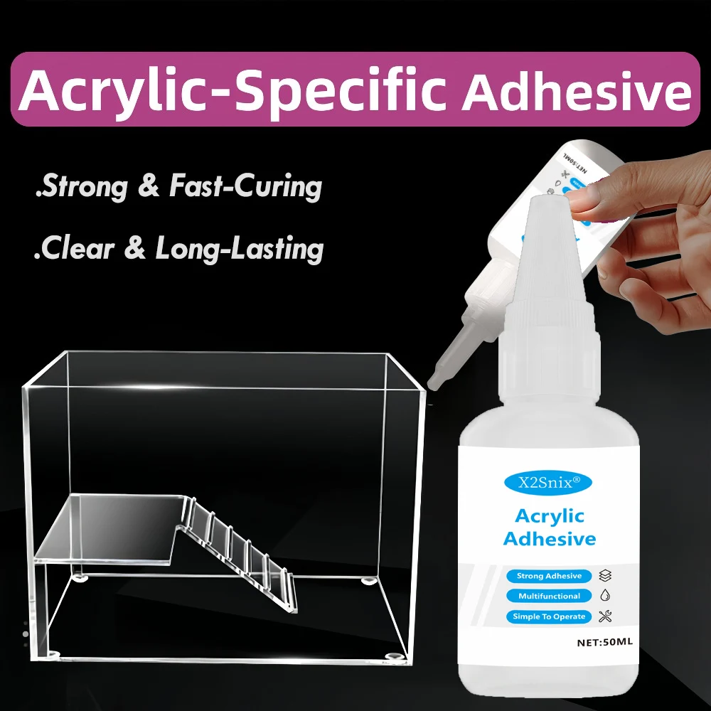 Acrylic Glue Clear Strong Instant Adhesive PMMA ABS PVC Plastic PP PC Waterproof Fast Drying Adhesive Fridge Drawer Repair
