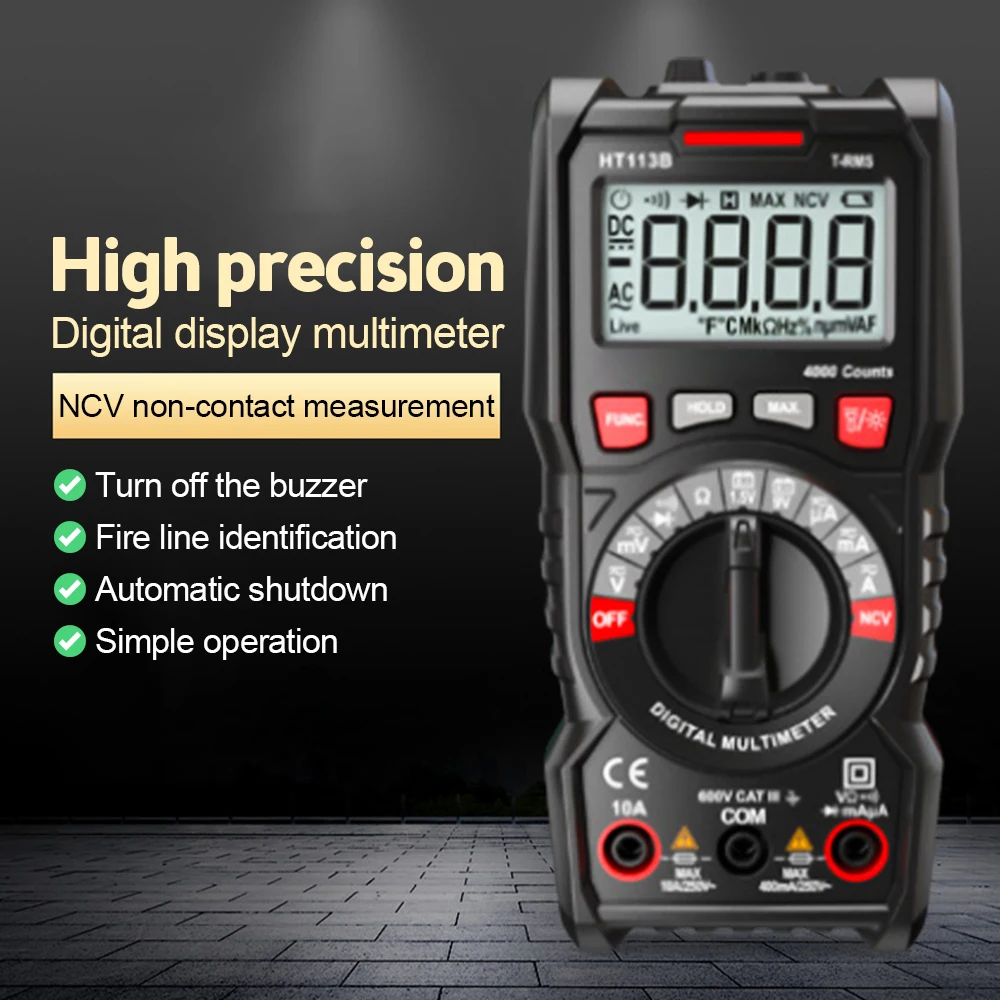 HT118 Digital Multimeter Ture RMS Auto Range NCV Hz 1000V AC/DC 2000/4000/6000 Count Professional High Precise Multimetro Tester