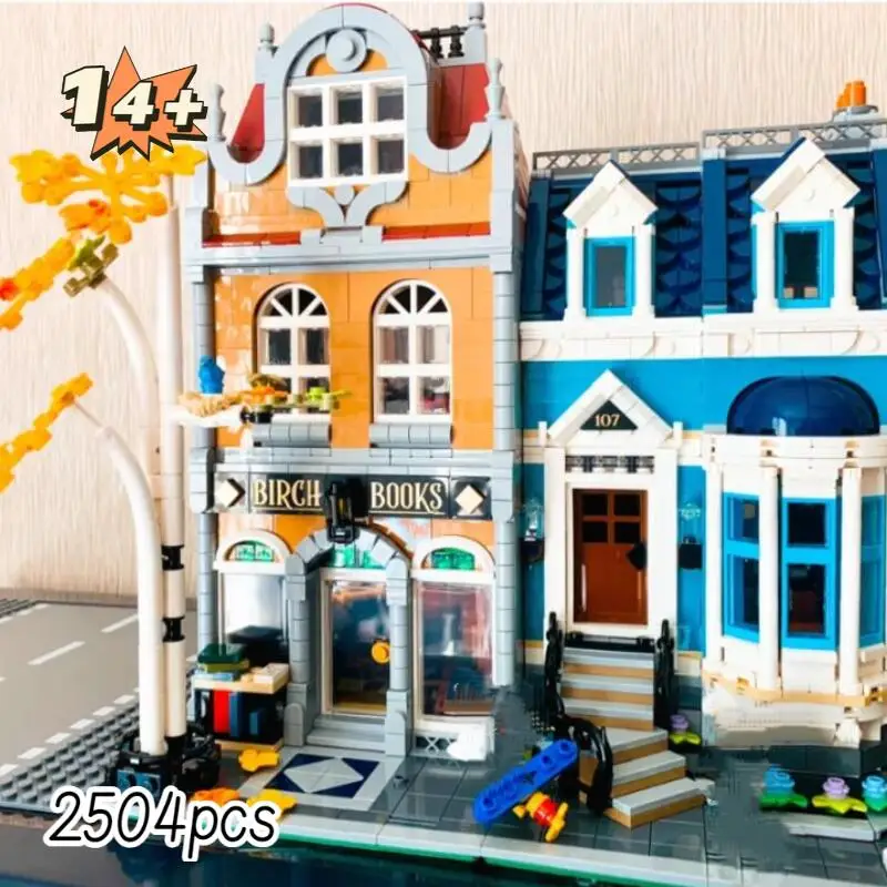 Big Sale Classic urban streetscape 2504PCS Bookshop Compatible Building Blocks Bricks Toys Halloween Birthday Christmas Gift