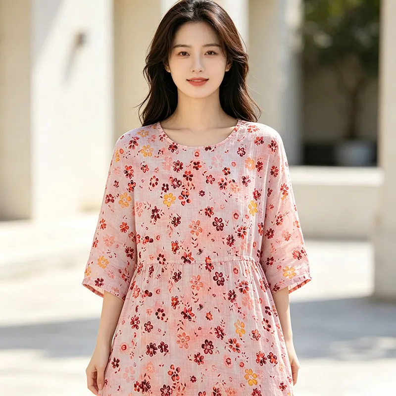 Ramie Grey Fabric, High Density Washed Printed Twill, Skin Friendly Natural Antibacterial, For Garment DIY Curtain, New Arrival
