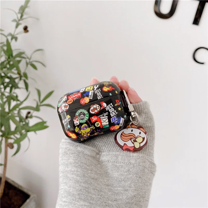 2021 애플 에어팟 3 세대 만화 조류 브랜드 라벨 이어폰 케이스, 키체인 이어폰 쉘 포함, 1, 2 프로용, 신제품
