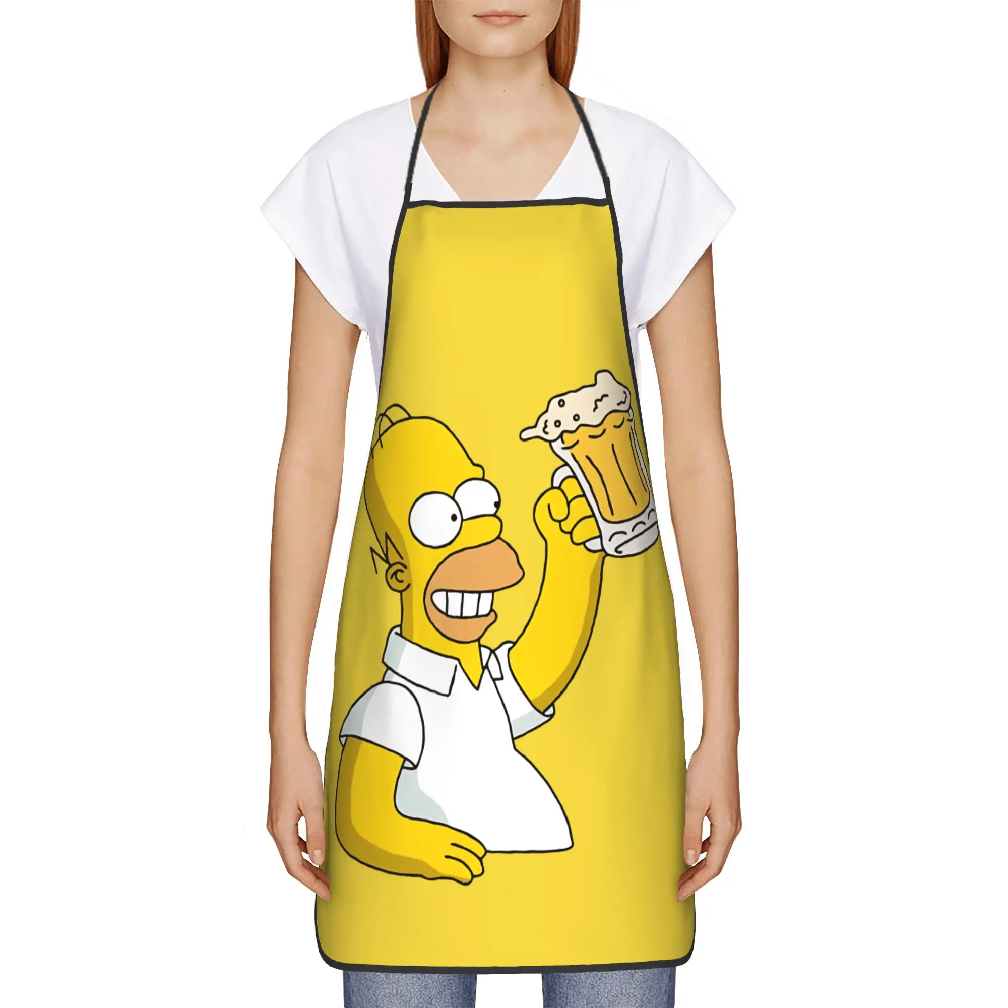 Delantal de Homer Simpson con diseño de cerveza Duff, resistente al aceite y al agua, con correa ajustable para el cuello, delantales de barbacoa para hombres, mujeres y chefs.