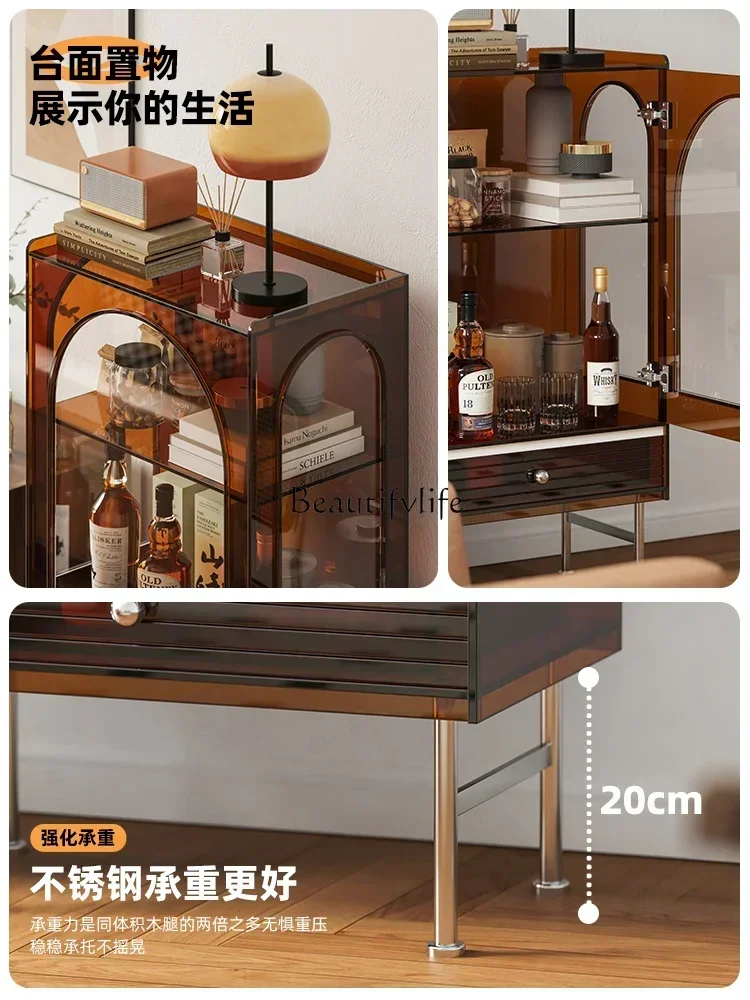 44rench retro acrylic living room locker small apartment entrance medieval storage cabinetLX